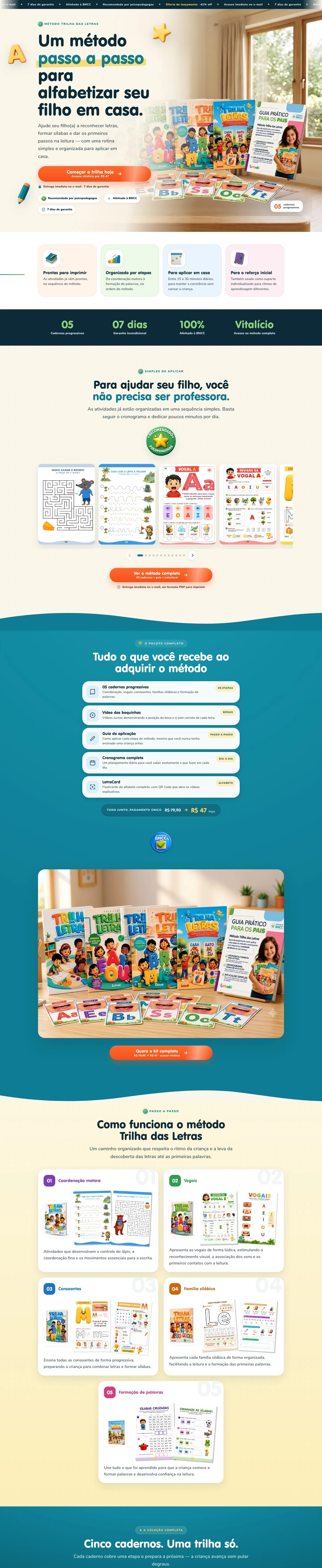 Landing page completa criada para LETRALE+